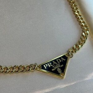 Prada Gold Triangle Pendant Necklace
